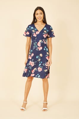 Navy Kimono Sleeve Skater Dress