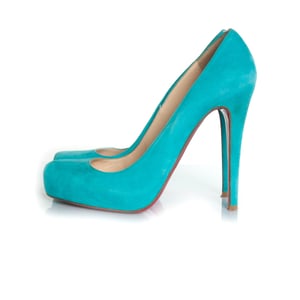 Turquoise suede pumps