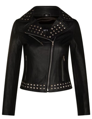 Gothic leren bikerjack voor dames met studs-Bilbao