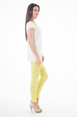 Kanten legging in geel