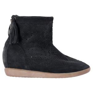 Isabel Marant Basley Wedge Enkelboots met Kwastjes in Zwart Suède