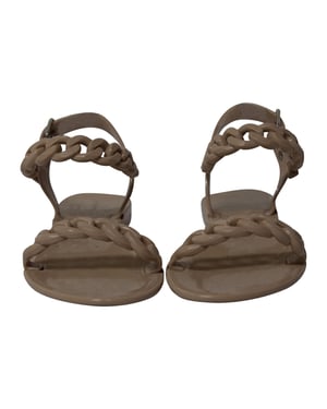 Givenchy Jelly Plate Chain Flat Sandals in Beige Plastic