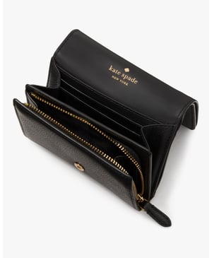 Kayla Pebbled Leather Small L-Zip Wallet