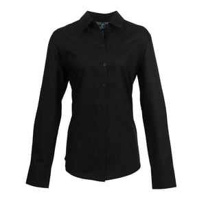 Premier Womens/Ladies Signature Oxford Long Sleeve Work Shirt (Black)