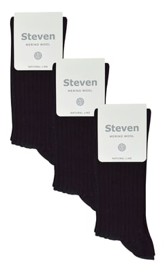 3 Pairs Ladies Original Merino Wool Socks | Steven | Breathable Thick Warm Boot Socks - Black