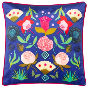 Kate Merritt Fiesta Folk Piped Velvet Cushion Cover