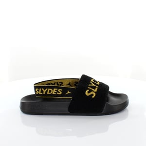 Slydes Coin Dam Slip On Back Strap Flip Flop Sliders Sandaler SS20 Svart Guld