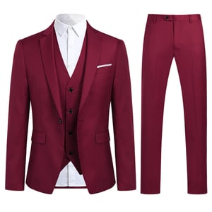 3-delad Slim Fit One Button Fashion Maroon Kostym