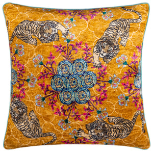 Wylder Tropics Tigerscope Velvet Piped Cushion Cover