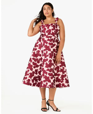 Rosy Florets Brocade Dress