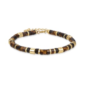 Luxenter Sterling zilveren 925 armband met tijgeroog afgewerkt in 18K geel goud - Ihun