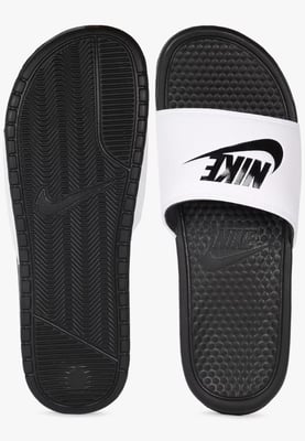 Nike Benassi Slip On Sliders in White/Black