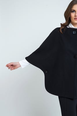 Zwarte Poncho-stijl Jas