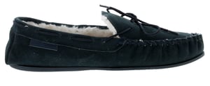 Hush puppies allie leer dames mocassin memory foam faux fur navy