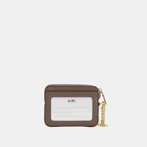 Refined Pebbled Leather Zip Card Case