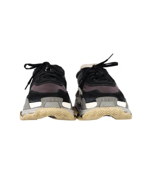 Balenciaga Triple S Sneakers in Black and Burgundy Suede