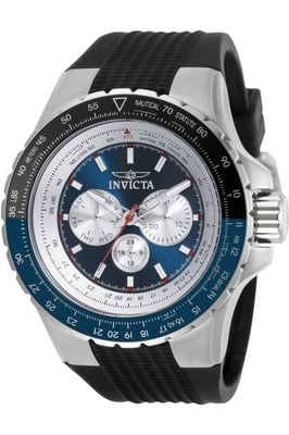 Invicta Aviator 32916 Heren Horloge - Waterdicht - Analoog - Quartz Uurwerk - Roestvrij Staal met blauwe Wijzerplaat -50mm