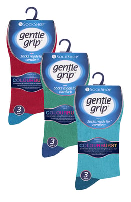 9 paar sokken zonder elastiek katoenen herensokken | Gentle Grip | Zachte losse sokken | Diabetische vriendelijke sokken - Colourburst Mix 2