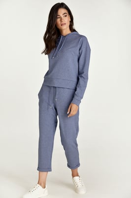 Indigo Melange Cropped Sweatpants