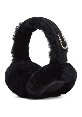 Womens Winter Super Soft Fluffy Black Ear Muffs Warm and Cozy Ear Warmers