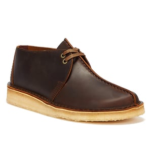 Clarks Desert Trek Leather Mens Beeswax Brown Shoes