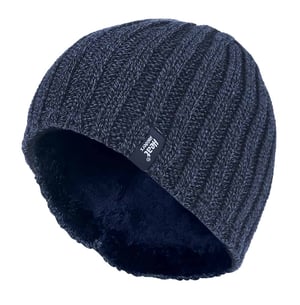 Heat Holders - Mens Fleece lined Ribbed Winter Hat