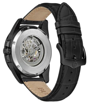 Bulova Sutton Skeleton Heren Zwarte Horloge 98A304
