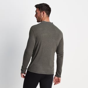 Meru Mens Cashmere Touch Base Layer Zip Neck Dark Grey Marl