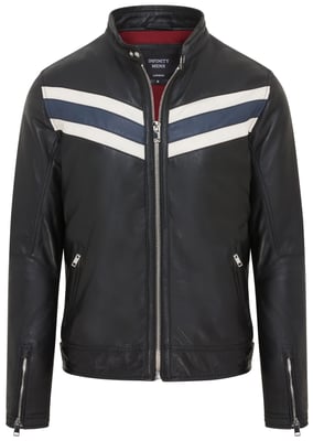 Herr Svart Café Racer Biker skinnjacka - Aniak