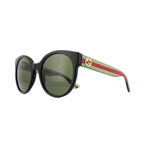 Gucci Zonnebril GG0035S 002 Zwart, Groen Glitter En Rood Groen