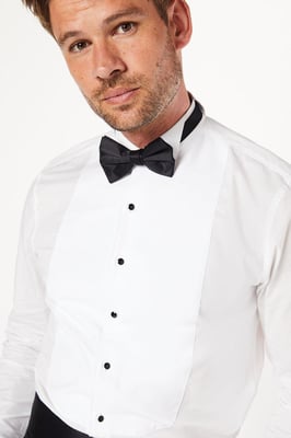 Wing Collar Bib Front Slim Fit Dress Shirt