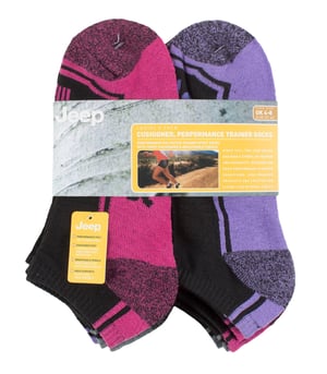JEEP - 6 Pairs Ladies Performance Poly Low Ankle Length Trainer Socks