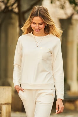 Ivory Super Soft Gold Stud Pocket Sweatshirt*