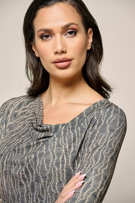 Caitlin Print Top Zwart / Taupe