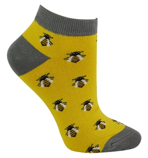 Ladies Bamboo Trainer Socks | Miss Sparrow | Breathable Low Cut Socks for Women - Honey Bees (Yellow)