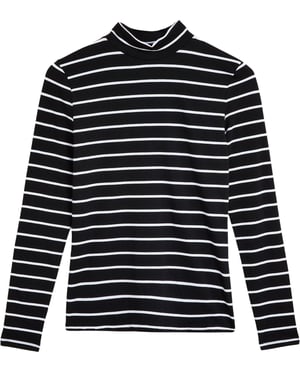 High Neck Striped Jersey Top