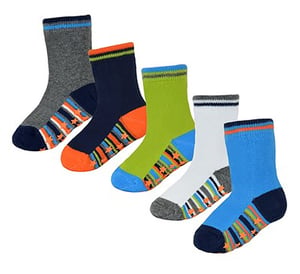 Halkfria pojksockor för barn | 10 par | Sock Snob | Mjuka bomullsstrumpor med stjärngrepp - Style 1