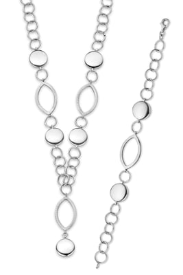 Orphelia Dames 925 Sterling Zilveren Set: Ketting + Armband - Zilver SET-016