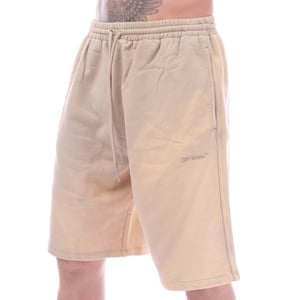 Men's Off White Diagonal Tab Vintage Skate Sweat Shorts in Sand