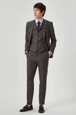Uptown Slim Fit Brown Wool Waistcoat