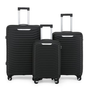 Hårdskal Svart Classic Resväska Set 8 Hjul Cabin TSA Bagage Väska Semester Resor