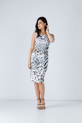 Ritsdetail jurk met dierenprint