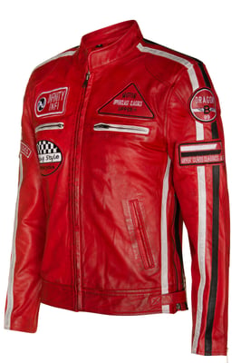 Zipped Leather Racing Biker Moto Jacket