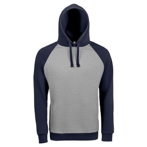 SOLS Unisex Seattle Contrast Raglan Hoodie (Grijze Marl/Franse marine)