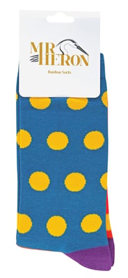 Mr Heron - Mens Bamboo Socks | Novelty Funky Socks | Patterned Argyle Striped Socks | Breathable Soft | Gifts for Him - Spots (Teal)
