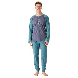 JJB12 Katoenen pyjama met lange mouwen en ronde hals voor heren
