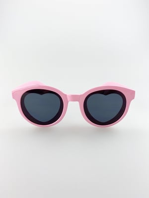 Plastic Round Frame Sunglasses with Heart Lenses