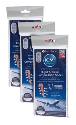 IOMI - 3 Pair Multipack Ladies Flight Socks - Beige