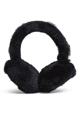 Womens Winter Super Soft Fluffy Black Ear Muffs Warm and Cozy Ear Warmers