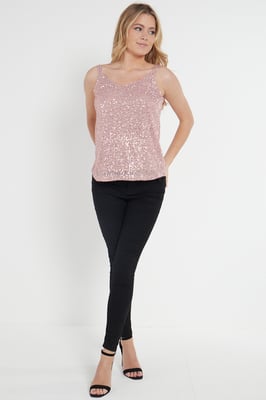 Sequin V Neck Cami Top